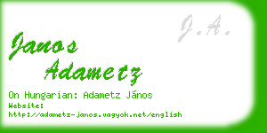 janos adametz business card